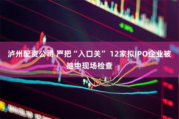 泸州配资公司 严把“入口关” 12家拟IPO企业被抽中现场检查