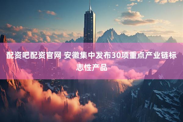 配资吧配资官网 安徽集中发布30项重点产业链标志性产品
